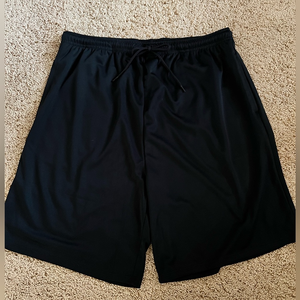 Men’s black polyester gym shorts in size medium from My Sleepwear.  New.